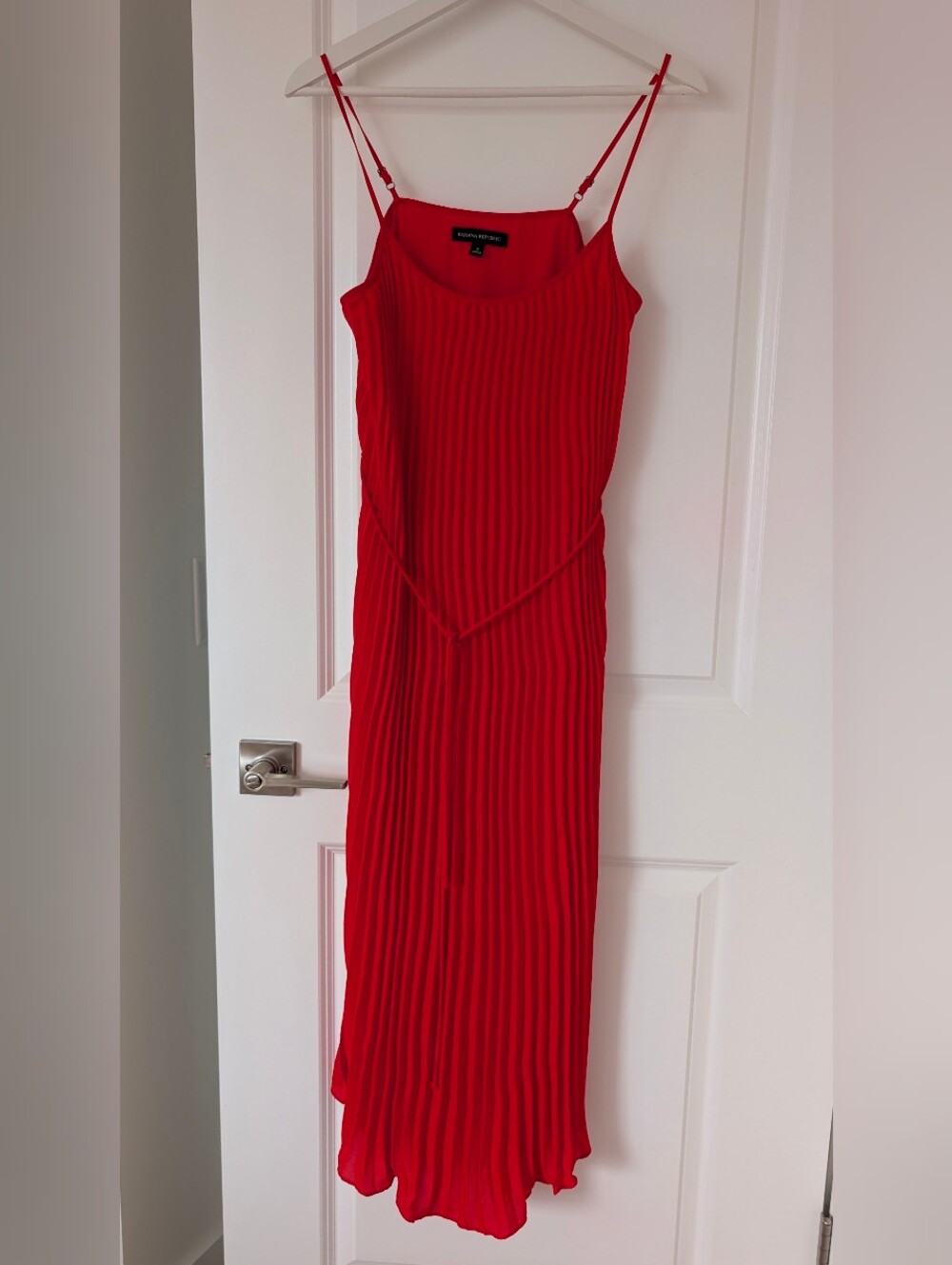 Banana Republic Red Pleated Maxi Slip Dress